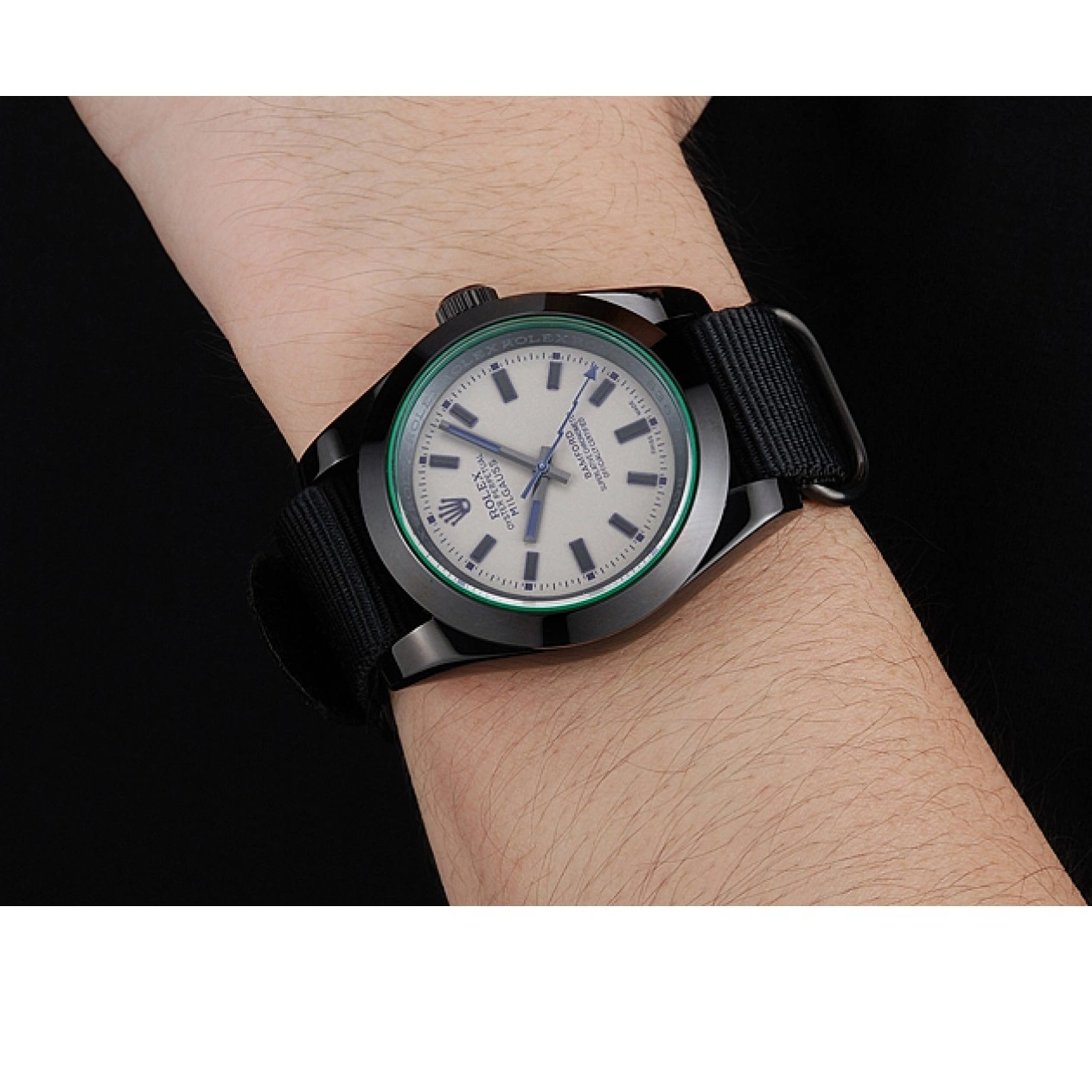 Aaa replica watch Black Strap Nylon Rolex 622000 Milgauss Bamford 0824